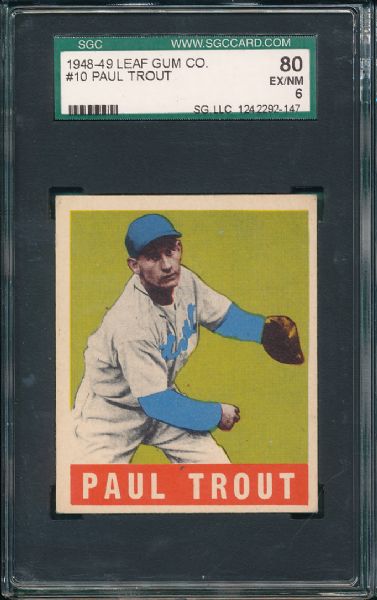 1948 Leaf #10 Paul Dizzy Trout SGC 80