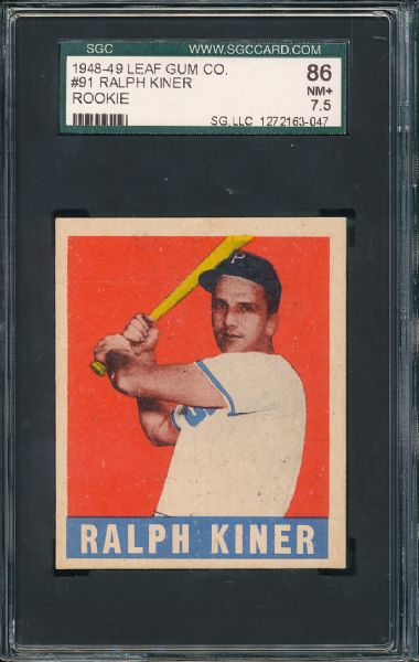 1948 Leaf #91 Ralph Kiner SGC 86 *Rookie*