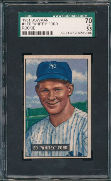 1951 Bowman #1 Ed Whitey Ford SGC 70 *Rookie*