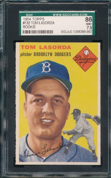 1954 Topps #132 Tom Lasorda SGC 86 *Rookie*