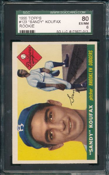 1955 Topps #123 Sandy Koufax  SGC 80 *Rookie*