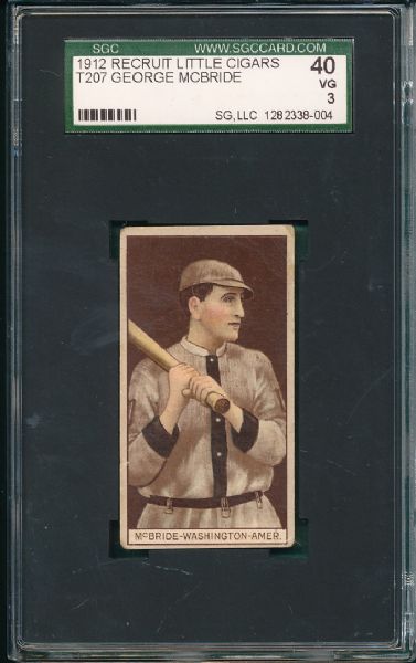 1912 T207 McBride Recruit Cigarettes SGC 40