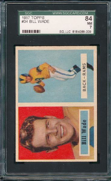 1957 Topps FB #10 Les Richter & Bill Wade 2 Card Lot SGC 84