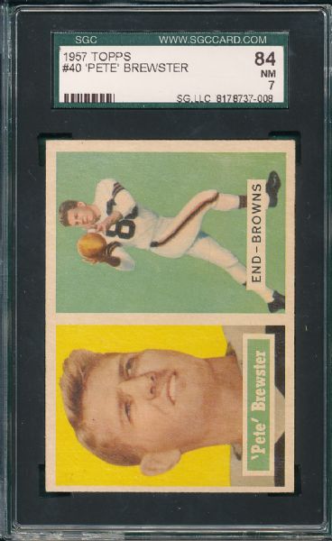 1957 Topps FB Cleveland Browns 3 Card Lot SGC 84