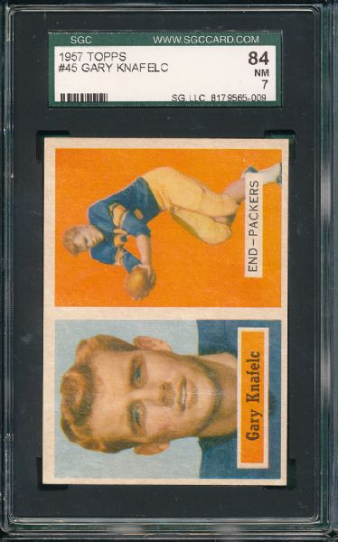 1957 Topps FB #45 Gary Knafelc & #69 Bill Forster 2 Card Lot SGC 84