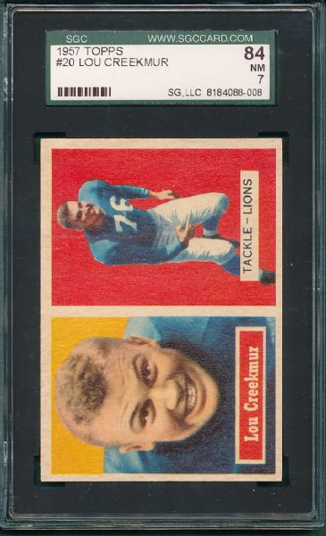 1957 Topps FB #20 Lou Creekmur SGC 84