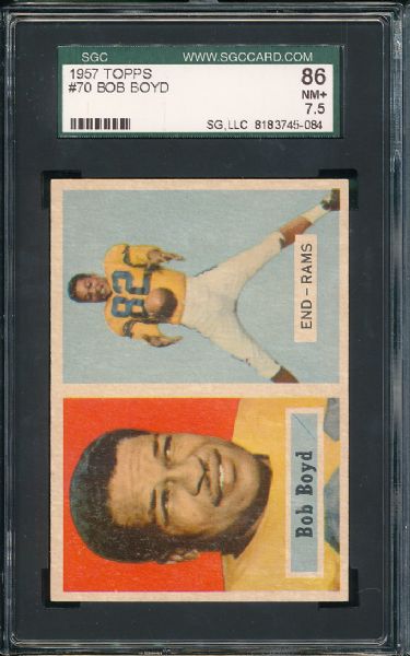 1957 Topps FB Los Angeles Rams 3  Card Lot SGC 86