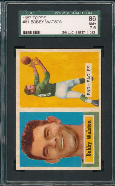 1957 Topps FB Philadelphia Eagles 3 Card Lot SGC 86