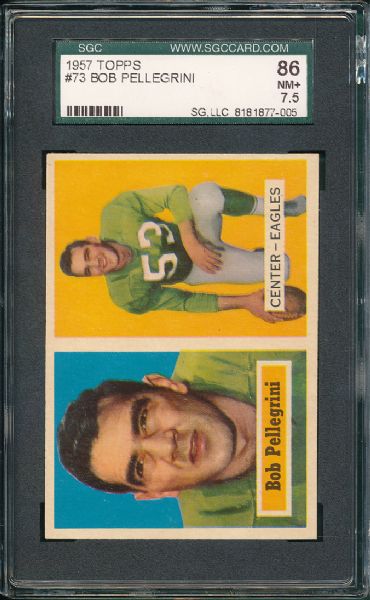 1957 Topps FB Philadelphia Eagles 3 Card Lot SGC 86