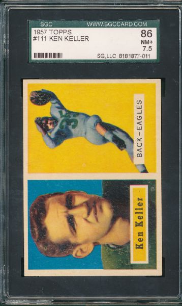 1957 Topps FB Philadelphia Eagles 3 Card Lot SGC 86