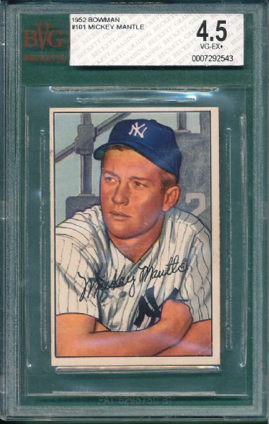 1952 Bowman #101 Mickey Mantle BVG 4.5