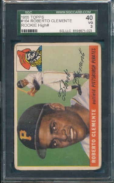 1955 Topps #164 Roberto Clemente SGC 40 *Rookie* 