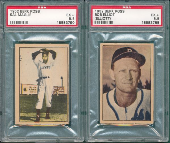 1952 Berk Ross 3 Card Lot PSA 