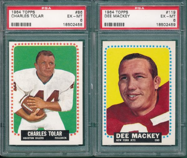 1964 Topps FB 13 Card Lot PSA 6 