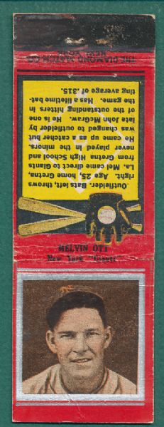 1934 Diamond Matchbooks Mel Ott, Red