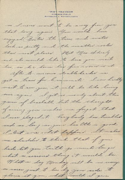 1931 Pie Traynor Autographed Letter