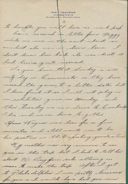 1931 Pie Traynor Autographed Letter