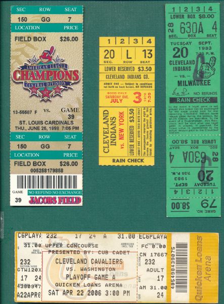 Cleveland Indians Ticket Stubs (4)