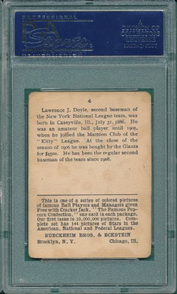 1914 Cracker Jack #4 Larry Doyle PSA 2