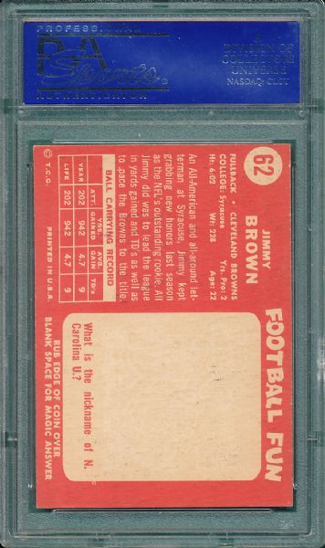 1958 Topps #62 Jim Brown *Rookie* PSA 7