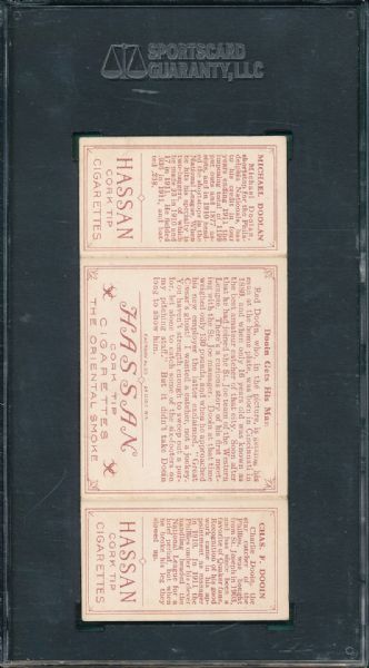 1912 T202 #53 Dooin gets His Man Dooin/Doolan Hassan Cigarettes Triple Folder SGC 30 *Great Presntation*