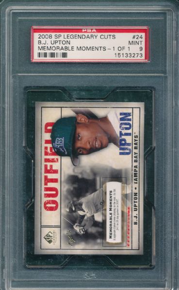 2008 SP Legendary Cuts #24 B. J. Upton Memorable Moments 1 of 1 PSA 9