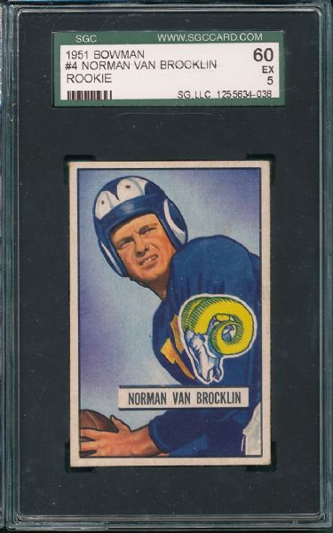 1951 Bowman FB #4 Norm Van Brocklin SGC 60 *Rookie*