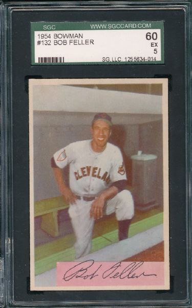 1954 Bowman #132 Bob Feller SGC 60