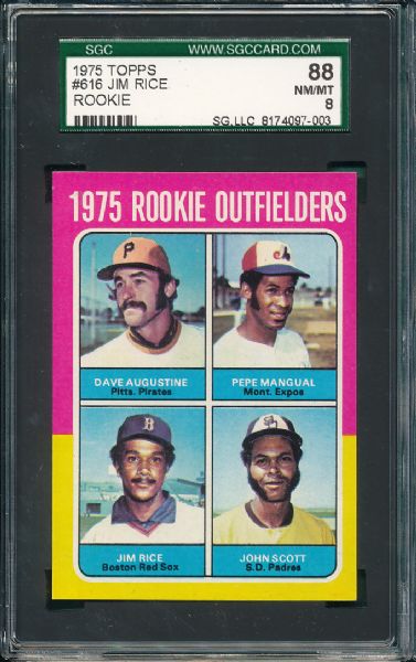 1975 Topps #616 Jim Rice Rookie SGC 88