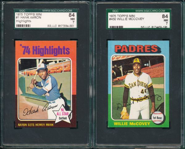 1975 Topps Mini 120 Card Lot W/ 7 Hall of Famers SGC 84