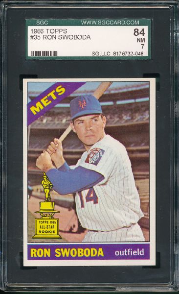 1966 Topps #66 Al Weis & #35 Ron Swoboda 2 Card Lot SGC 84