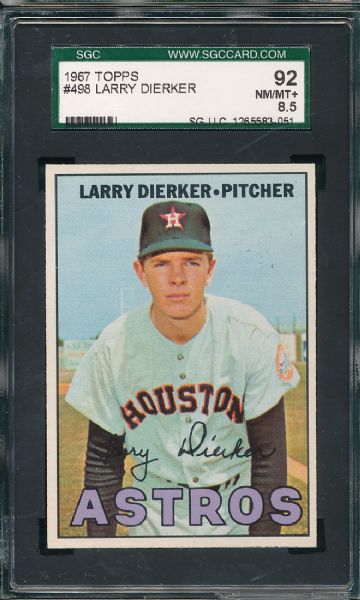 1967 Topps #498 Larry Dierker SGC 92