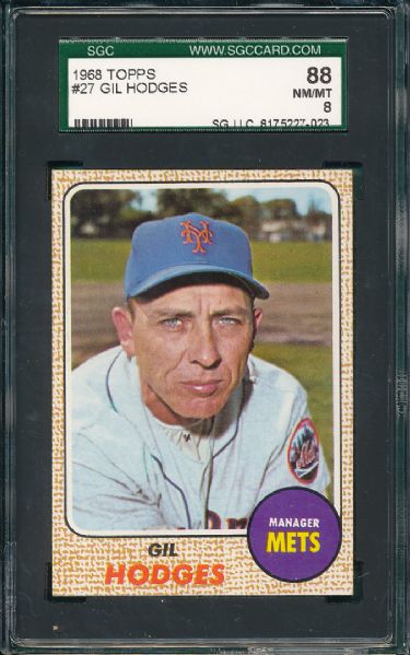 1968 Topps 4 Card Lot W/ Gil Hodges SGC 88