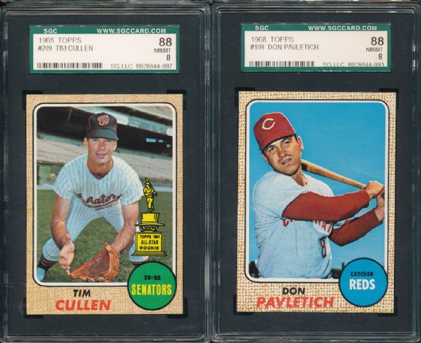 1968 Topps 4 Card Lot W/ Gil Hodges SGC 88