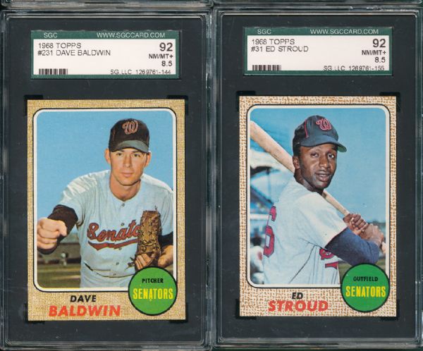 1968 Topps 4 Card Lot SGC 92