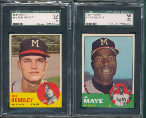 1963 Topps Milwaukee Braves 3 Card Lot SGC 86