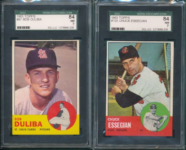 1963 Topps #97 Duliba & #103 Essegian SGC 84