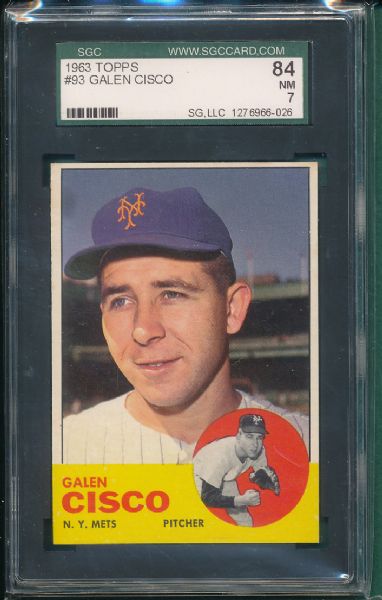 1963 Topps 3 Card Lot #3 SGC 84