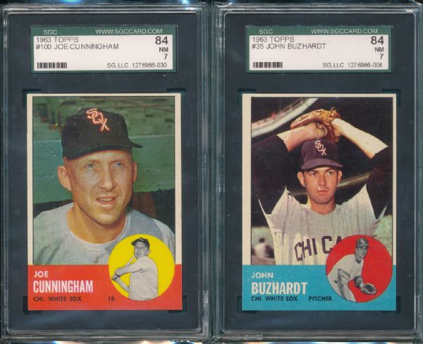 1963 Topps Chicago White Sox 2 Card Lot SGC 84