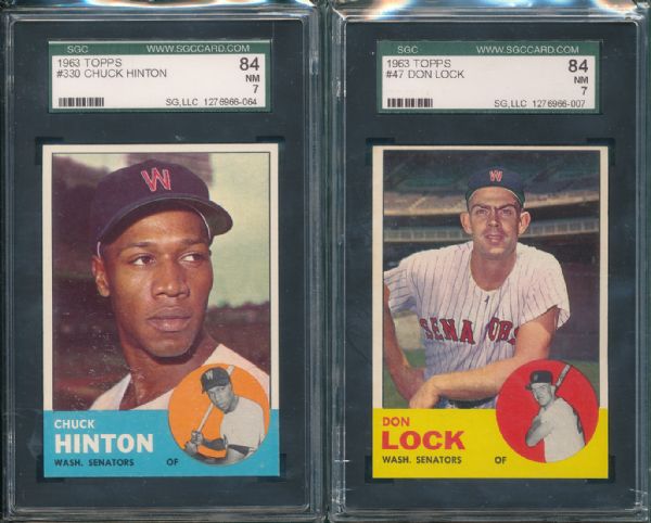 1963 Topps Washington Senators 2 Card Lot  SGC 84