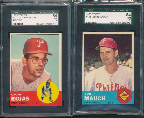 1963 Topps Philadelphia Phillies 2 Card Lot SGC 84