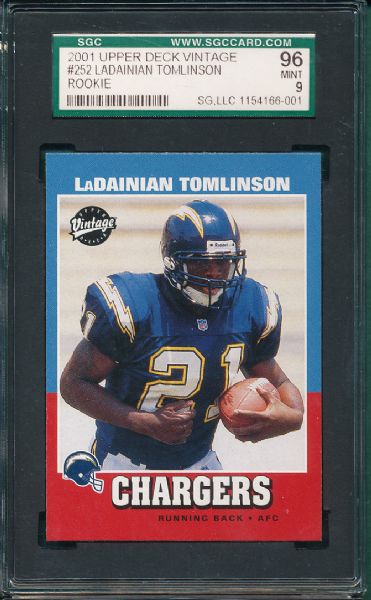 2001 Upper Deck Vintage #252 Ladainian Tomlinson Rookie SGC 96 MINT