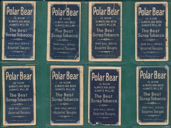 1909-1911 T206 9 Card Lot Polar Bear Tobacco 