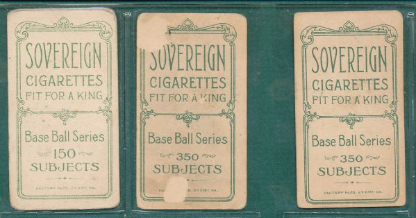 1909-1911 T206 19 Card Lot Sovereign Cigarettes 