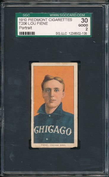 1909-1911 T206 Fiene, Portrait Piedmont Cigarettes SGC 30