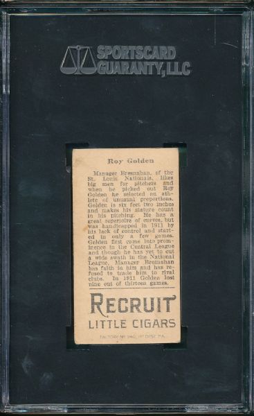 1912 T207 Golden & Harmon Recruit Little Cigars 2 Card Lot SGC A