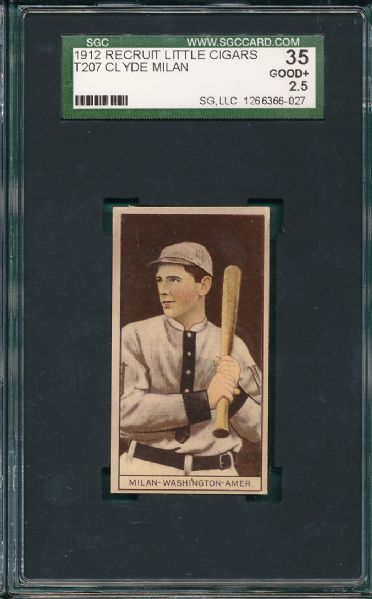 1912 T207 Clyde Milan Recruit Cigarettes SGC 35