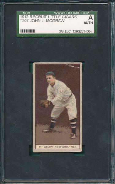 1912 T207 John McGraw Recruit Little Cigars SGC A