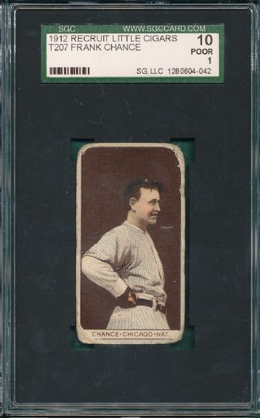 1912 T207 Frank Chance Recruit Cigarettes SGC 10