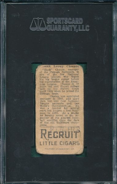 1912 T207 Frank Chance Recruit Cigarettes SGC 10